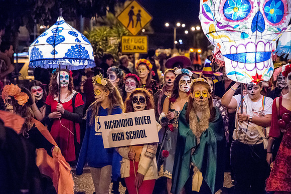 Sugar skull and parasol lanterns - Lismore Lantern Parade 2015