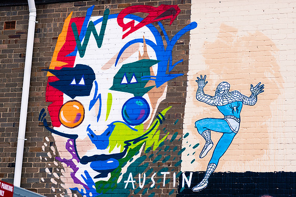 Spiderman meets Austin - Lismore Back Alley Gallery