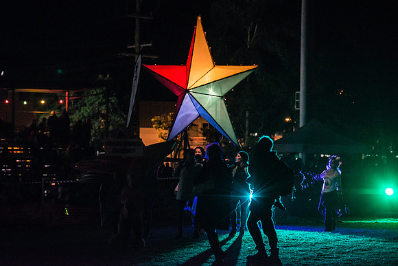 Colour star lantern illuminated