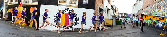 Running girl panorama
