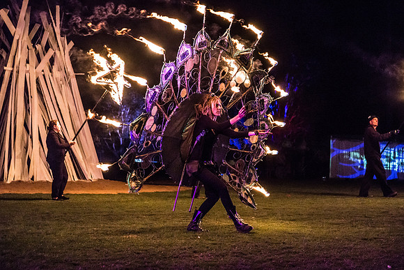Peacock flame girl 1 - Lismore Lantern Parade 2015 finale