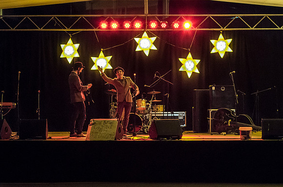 Performer on empty stage