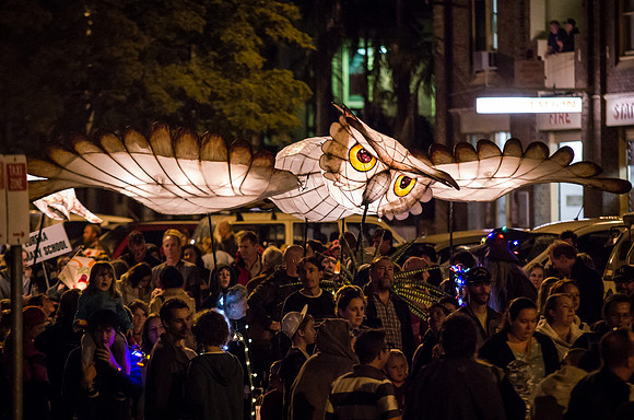 Owl lantern passing by