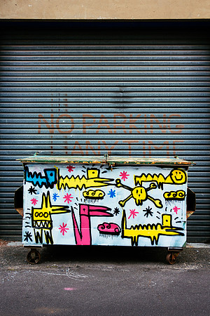 Decorated dumpster - Lismore Back Alley Gallery